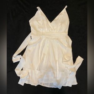 White Self Tie Dress